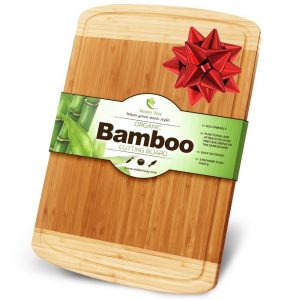 Midori Way Thick Bamboo Wood Cutting Board with Juice Grooves 