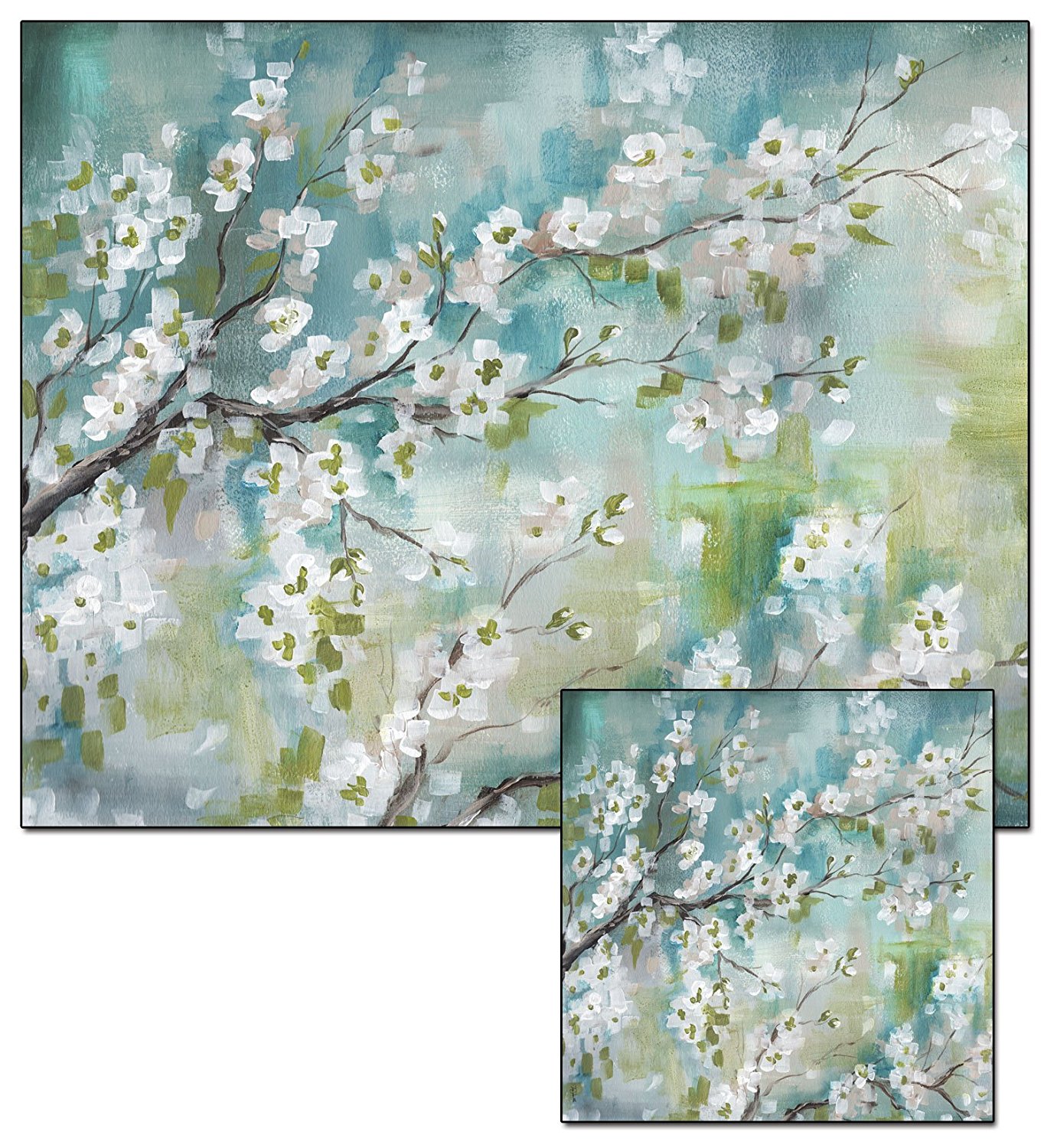 CounterArt Cherry Blossom Glass Cutting Board and Trivet Set