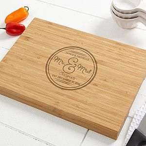 wood cutting board with initials