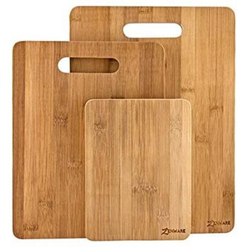 ZenWare 3 Piece Triple-Ply Warp Resistant All Natural Bamboo Cutting Board Set