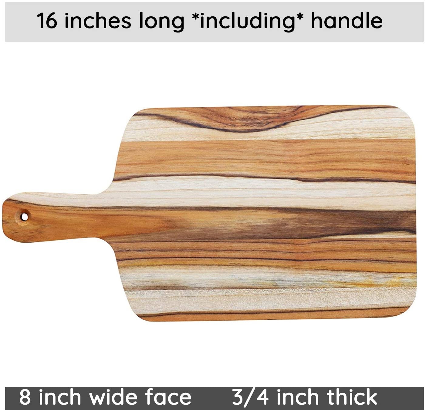 Terra Teak Wood Cutting Board and Serving Platter with Handle
